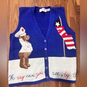 Patriotic Vintage Ugly Sweater Vest Size SP